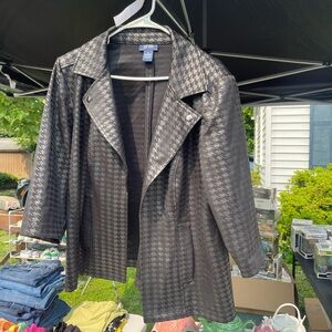 Black Houndstooth Women's Moto Style Jacket